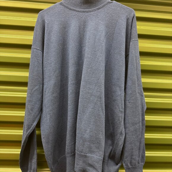The Burberry Men’s Extra Fine Merino Wool Mock Neck Sweater in Blue, Size XL - Picture 1 of 7